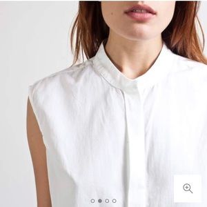 Everlane Sleeveless White Poplin Shirt